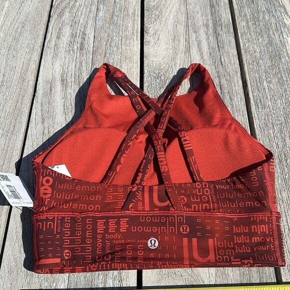 Lululemon Energy High-Neck Longline Bra size 6 NWT red Logo sports bra - Picture 3 of 7